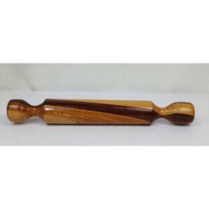 Beautiful One Piece Handmade Hardwood Rolling Pin 16" Dark & Light Multicolor